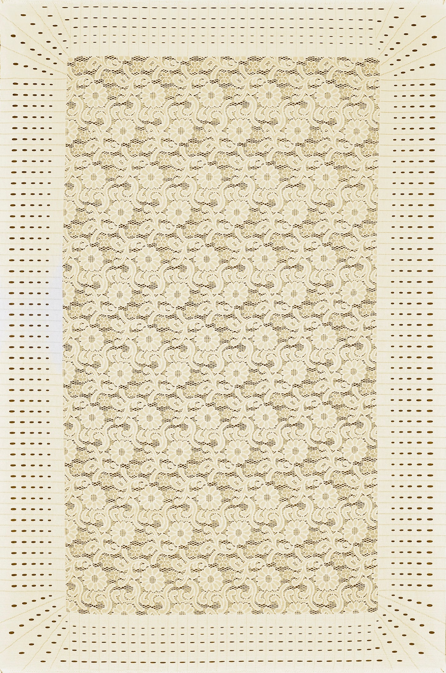 Bigger Fish Poly Cotton 6-8 Seater Dining Table Cover (60x90 Inch) - Floral Design, Cream
