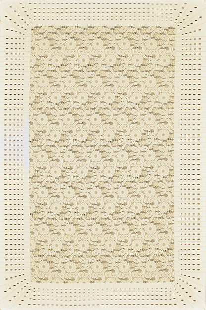 Bigger Fish Poly Cotton 6-8 Seater Dining Table Cover (60x90 Inch) - Floral Design, Cream