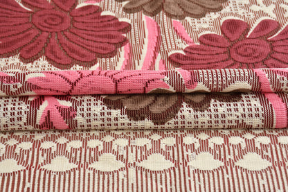 Bigger Fish Poly Cotton , Decorative Hand Made Floral Pattern Dining Table Cover for 6-8 Seater (60 X 90 Inches) (Maroon)