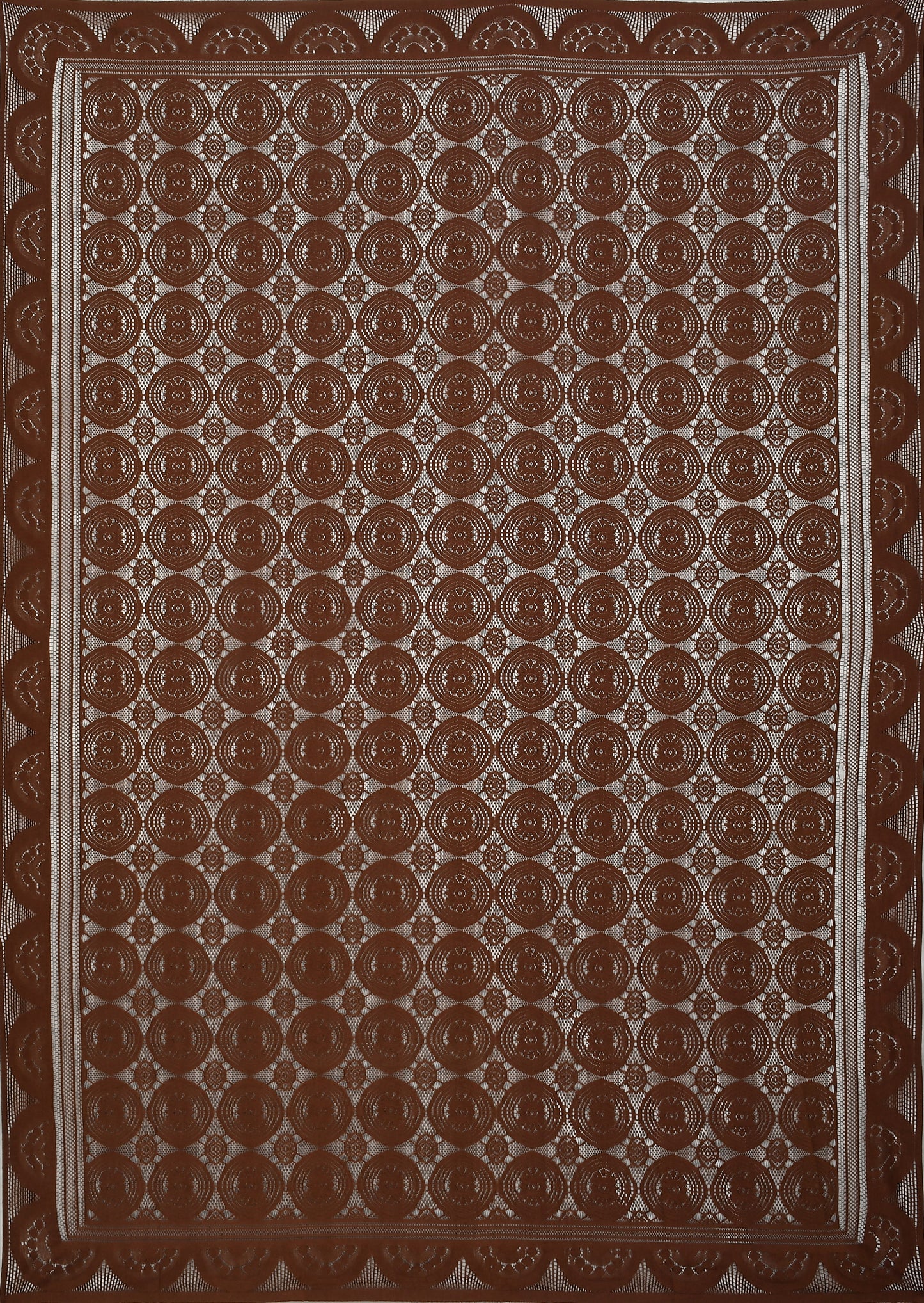 Bigger Fish Poly Cotton , Decorative Hand Made Floral Pattern Dining Table Cover for 6-8 Seater (60 X 90 Inches) (Brown)