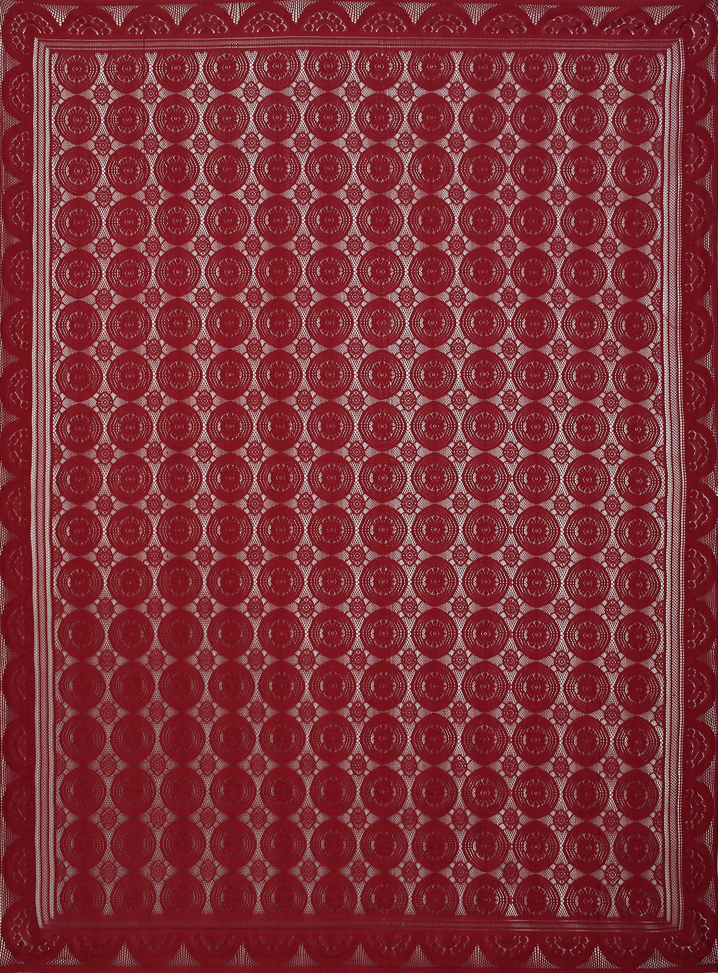 Bigger Fish Poly Cotton , Decorative Hand Made Floral Pattern Dining Table Cover for 6-8 Seater (60 X 90 Inches) (Maroon)