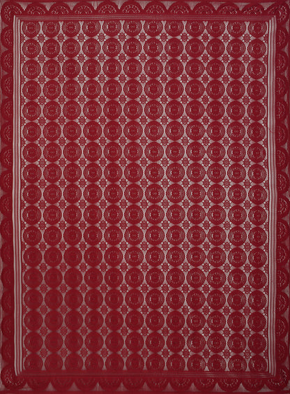Bigger Fish Poly Cotton , Decorative Hand Made Floral Pattern Dining Table Cover for 6-8 Seater (60 X 90 Inches) (Maroon)