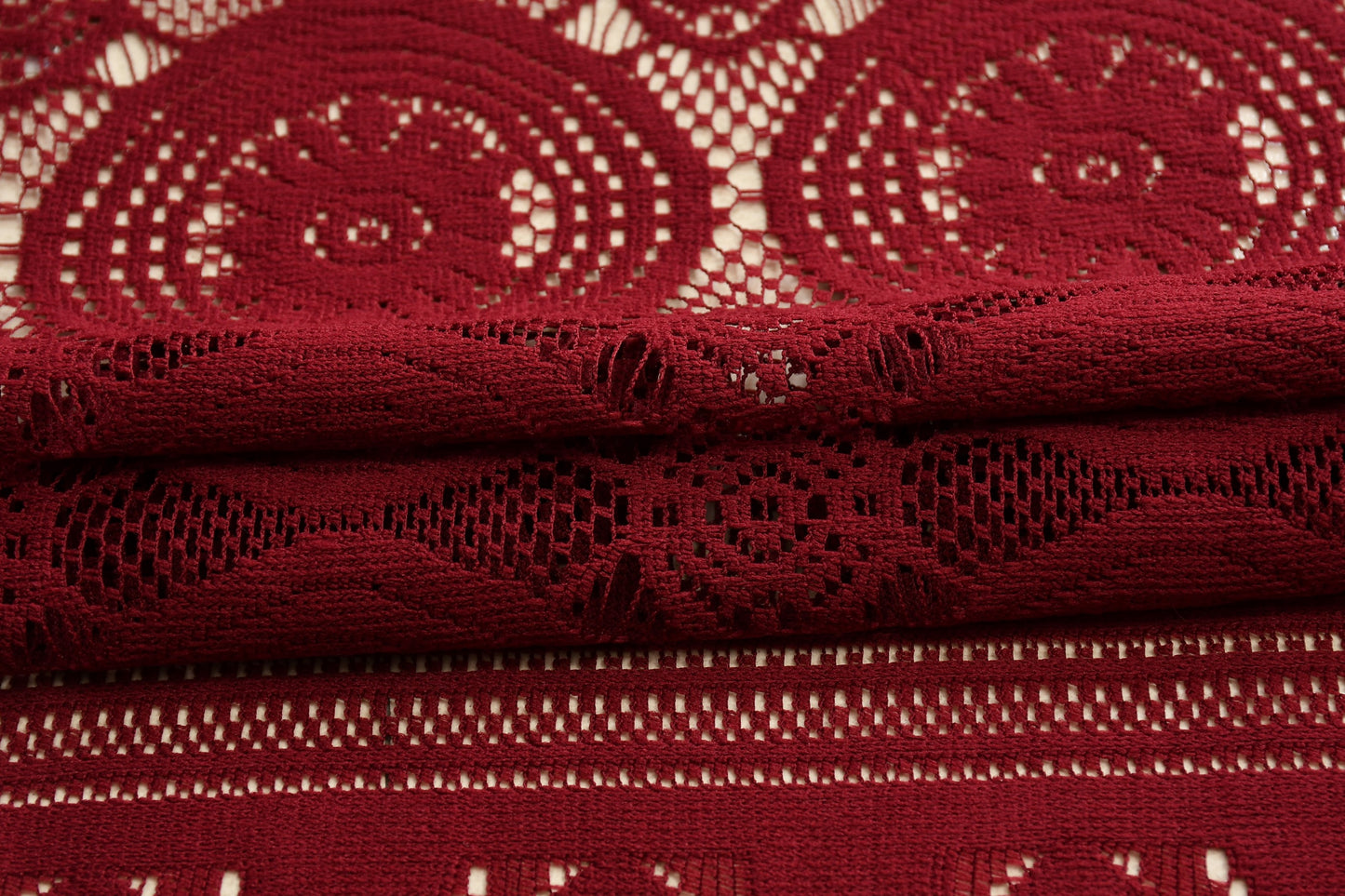 Bigger Fish Poly Cotton , Decorative Hand Made Floral Pattern Dining Table Cover for 6-8 Seater (60 X 90 Inches) (Maroon)
