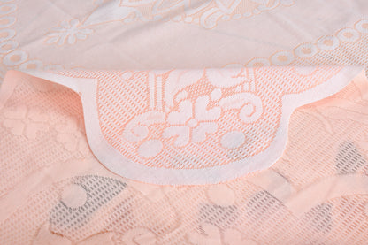 Bigger Fish Polycotton Flower Design Printed 6-8 Seater Decorative 60x90 Inch Dining Table Cover (Peach)