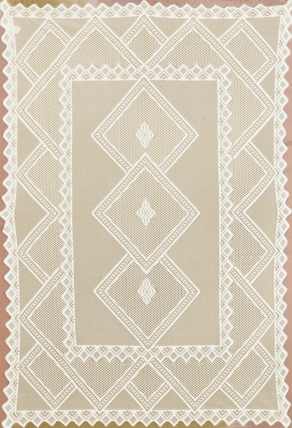 Bigger Fish Poly Cotton Floral 6-8 Seater 60x90 Inch New Jersey Dining Table Cover (Cream)