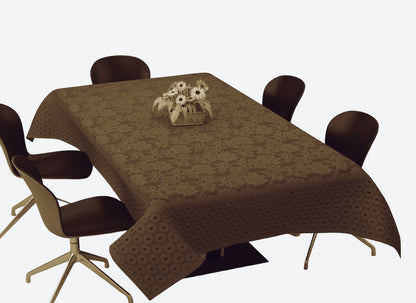 Bigger Fish Poly Cotton , Decorative Hand Made Flower Dining Table Cover for 6-8 Seater (60 X 90 Inches) (Brown)