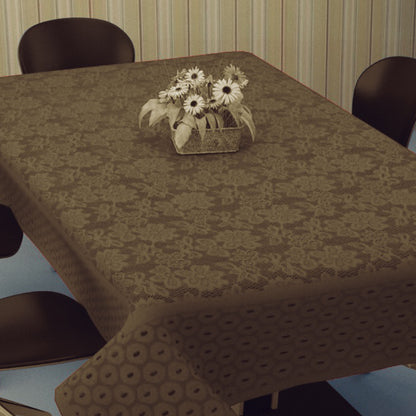 Bigger Fish Poly Cotton , Decorative Hand Made Flower Dining Table Cover for 6-8 Seater (60 X 90 Inches) (Brown)