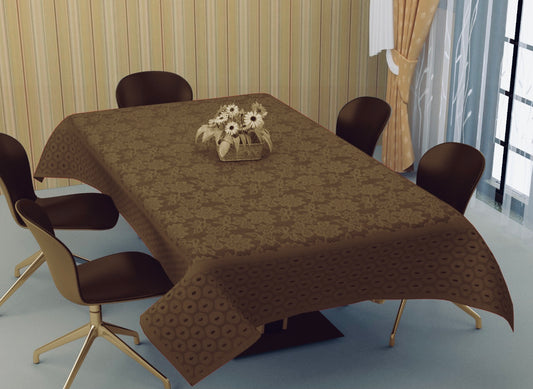 Bigger Fish Poly Cotton , Decorative Hand Made Flower Dining Table Cover for 6-8 Seater (60 X 90 Inches) (Brown)