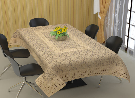 Bigger Fish Poly Cotton 6-8 Seater Dining Table Cover (60x90 Inch) - Floral Design, Fown