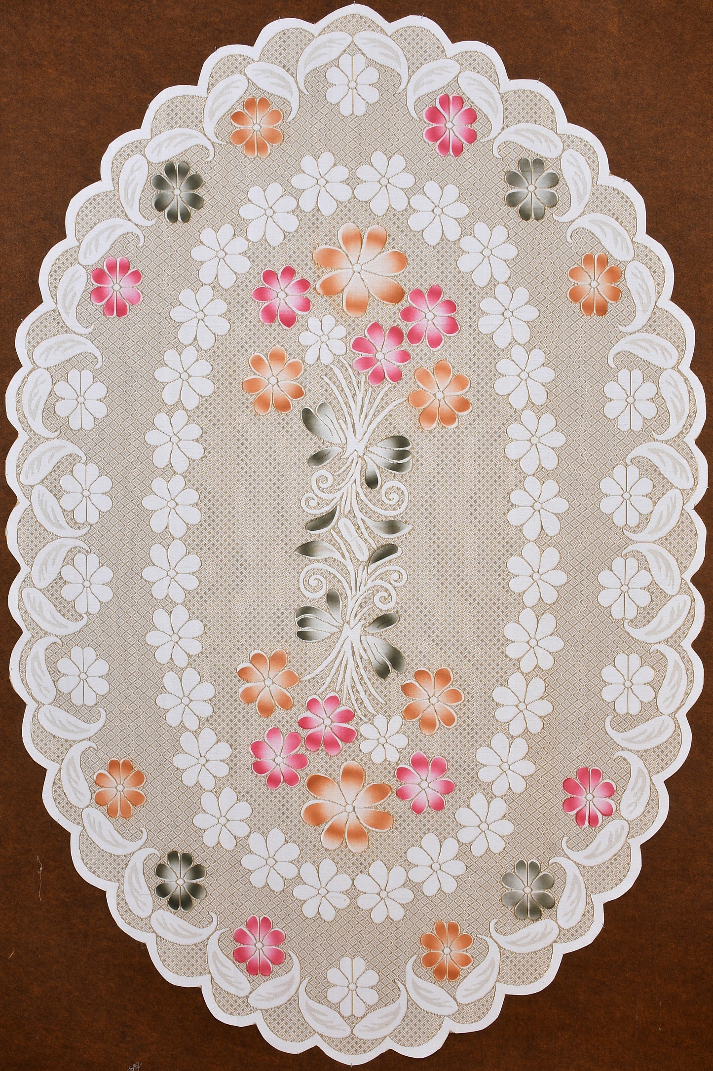 Bigger Fish Poly Cotton 6-8 Seater Oval Dining Table Cover (60x90 Inch) - Cream