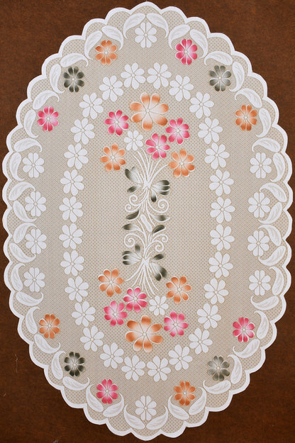 Bigger Fish Poly Cotton 6-8 Seater Oval Dining Table Cover (60x90 Inch) - Cream