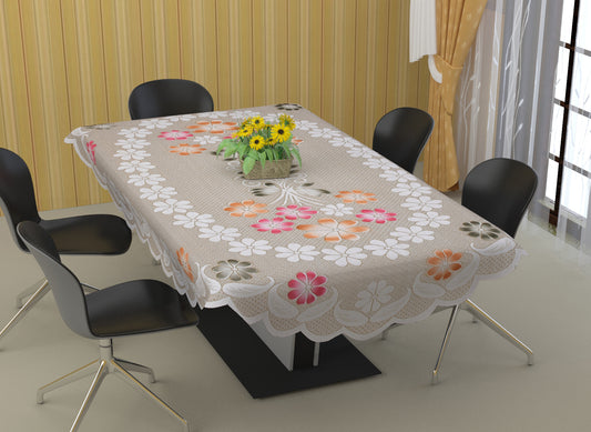 Bigger Fish Poly Cotton 6-8 Seater Oval Dining Table Cover (60x90 Inch) - Cream