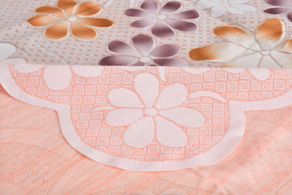 Bigger Fish Polycotton Floral Print 6-8 Seater Decorative 60x90 Inch Dining Table Cover (Peach)