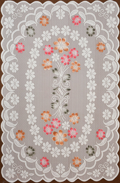 Bigger Fish Poly Cotton 6-8 Seater Dining Table Cover (60x90 Inch) - Floral Design, Rust