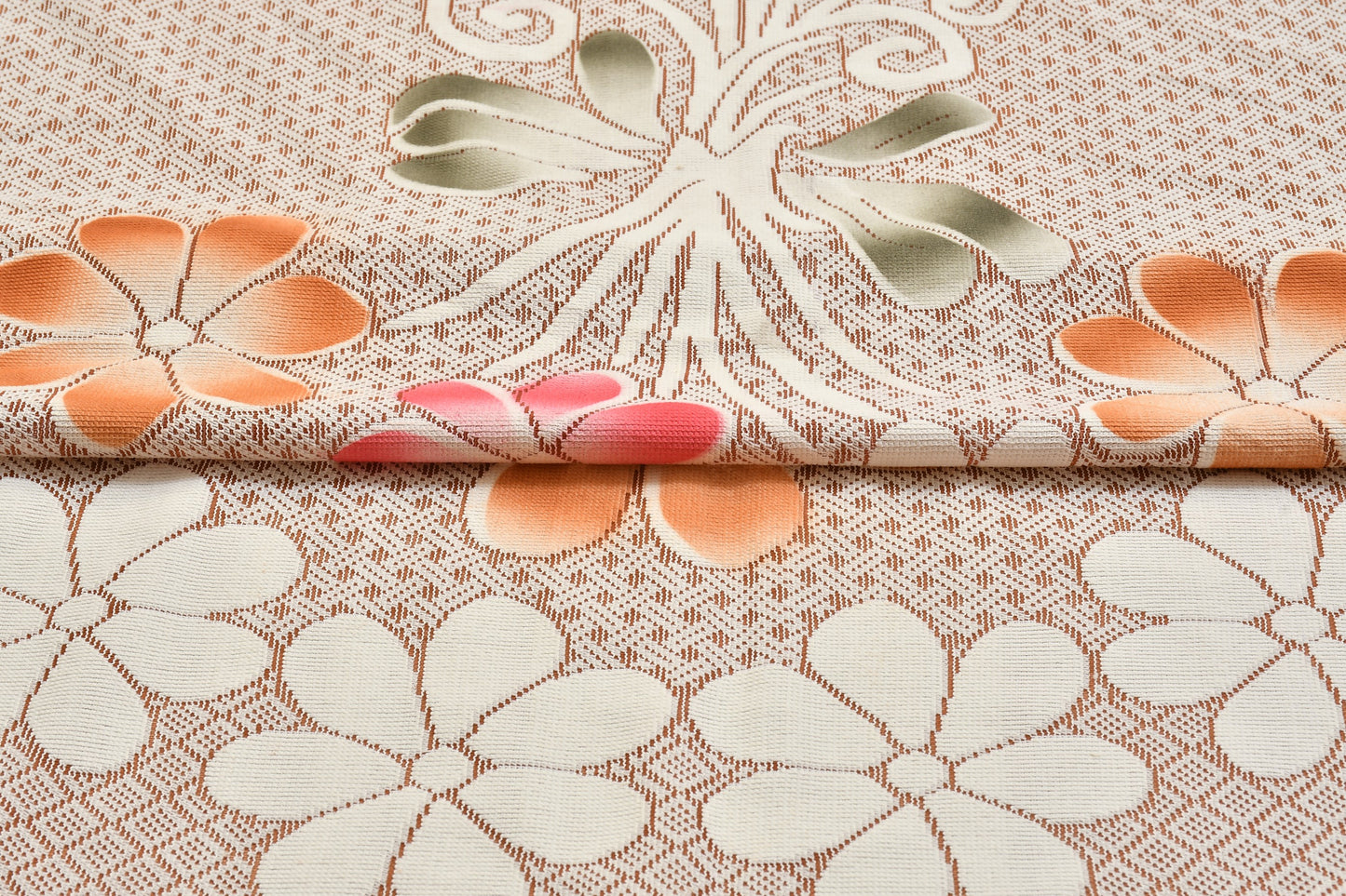 Bigger Fish Poly Cotton 6-8 Seater Dining Table Cover (60x90 Inch) - Floral Design, Rust