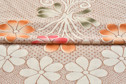 Bigger Fish Poly Cotton 6-8 Seater Dining Table Cover (60x90 Inch) - Floral Design, Rust