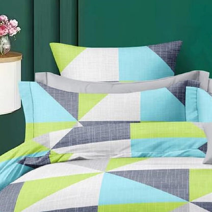 Bigger Fish Comfy 240 TC Polycotton Double Abstract Flat Bedsheet 90x100 Inch with 2 Pillow Cover