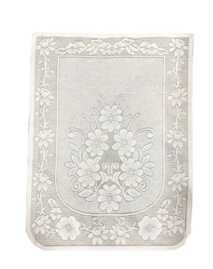Bigger Fish Poly Cotton Net Fabric Floral Design 5 Seater Sofa Cover with 6 Pcs Arms Cover - 16 Pieces (Cream)