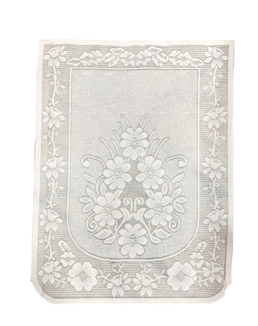 Bigger Fish Poly Cotton Net Fabric Floral Design 5 Seater Sofa Cover with 6 Pcs Arms Cover - 16 Pieces (Cream)