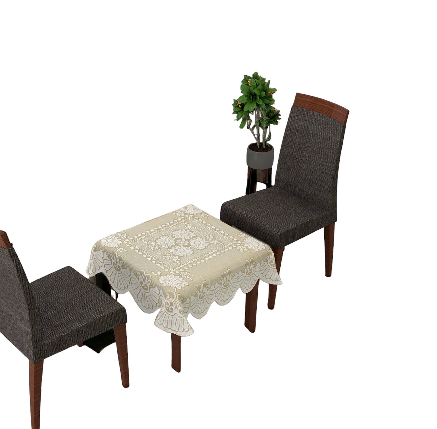 Bigger Fish Poly cotton 40x40 Inch Cream 2 Seater BB Plain Small Center Table Cover - Premium Quality & Style