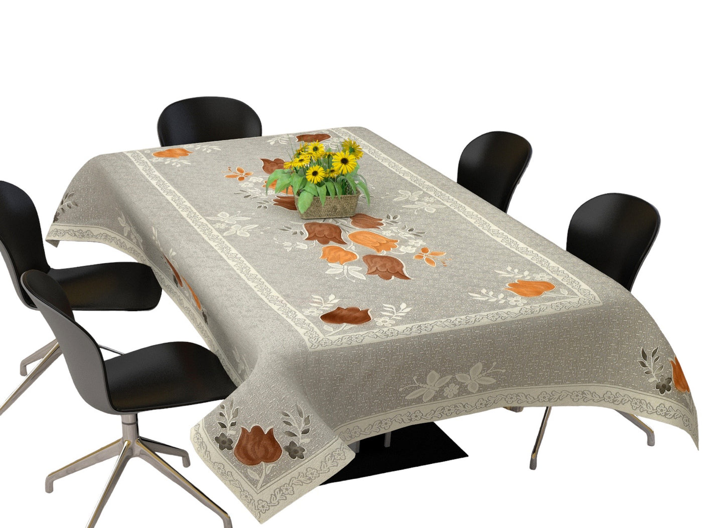 Bigger Fish Poly Cotton Floral 6-8 Seater 60x90 Inch Coffee Print Dining Table Cover