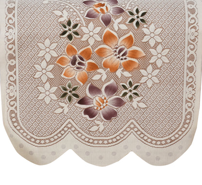 Bigger Fish Poly Cotton Net Fabric Floral 5 Seater Sofa Cover 10 Pieces with 40x60 Center Table Cover Combo (Rust)