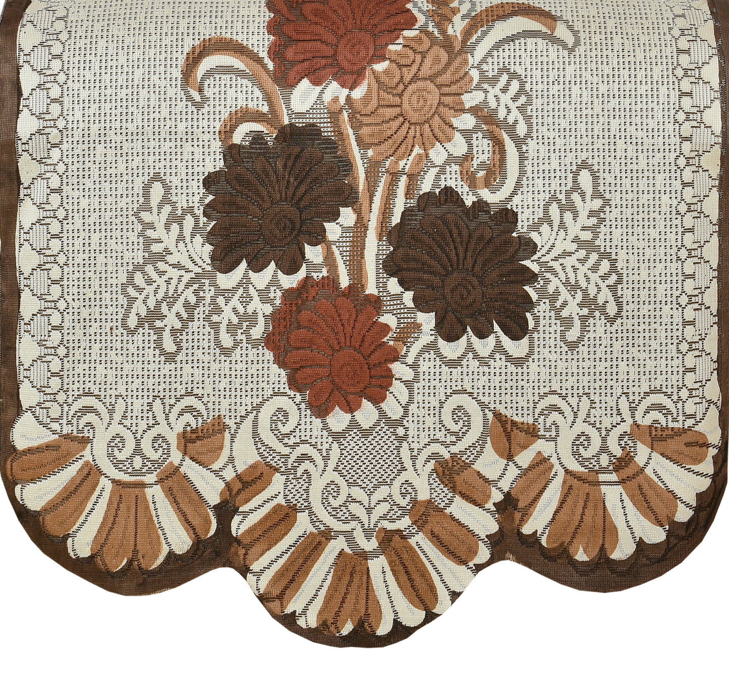 Bigger Fish Poly Cotton Net Fabric  5 Seater Sofa Cover With Arms Cover 16 Pieces with 40x60 Center Table Cover Combo (Brown)