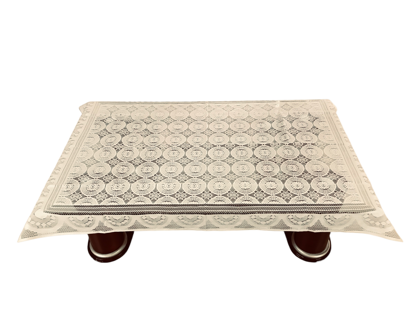 Bigger Fish Poly Cotton Net Fabric Floral 5 Seater Sofa Cover 10 Pieces with 40x60 Center Table Cover Combo (Cream)