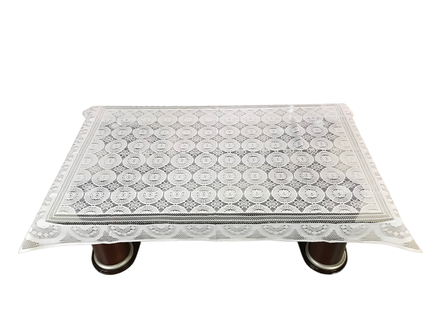 Bigger Fish Poly Cotton Net Fabric Floral 5 Seater Sofa Cover 10 Pieces with 40x60 Center Table Cover Combo (White)