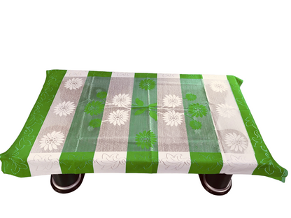 Bigger Fish Poly Cotton Net Fabric Floral 5 Seater Sofa Cover 10 Pieces with 40x60 Center Table Cover Combo (Green)