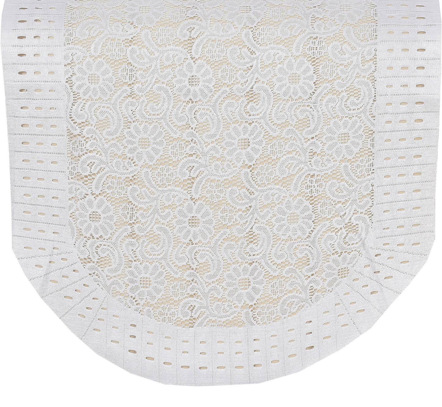 Bigger Fish Poly Cotton Net Fabric Floral 5 Seater Sofa Cover 10 Pieces with 40x60 Center Table Cover Combo (Cream)