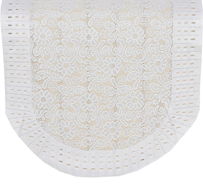 Bigger Fish Poly Cotton Net Fabric  5 Seater Sofa Cover With Arms Cover 16 Pcs with 40x60 Center Table Cover Combo (Cream)