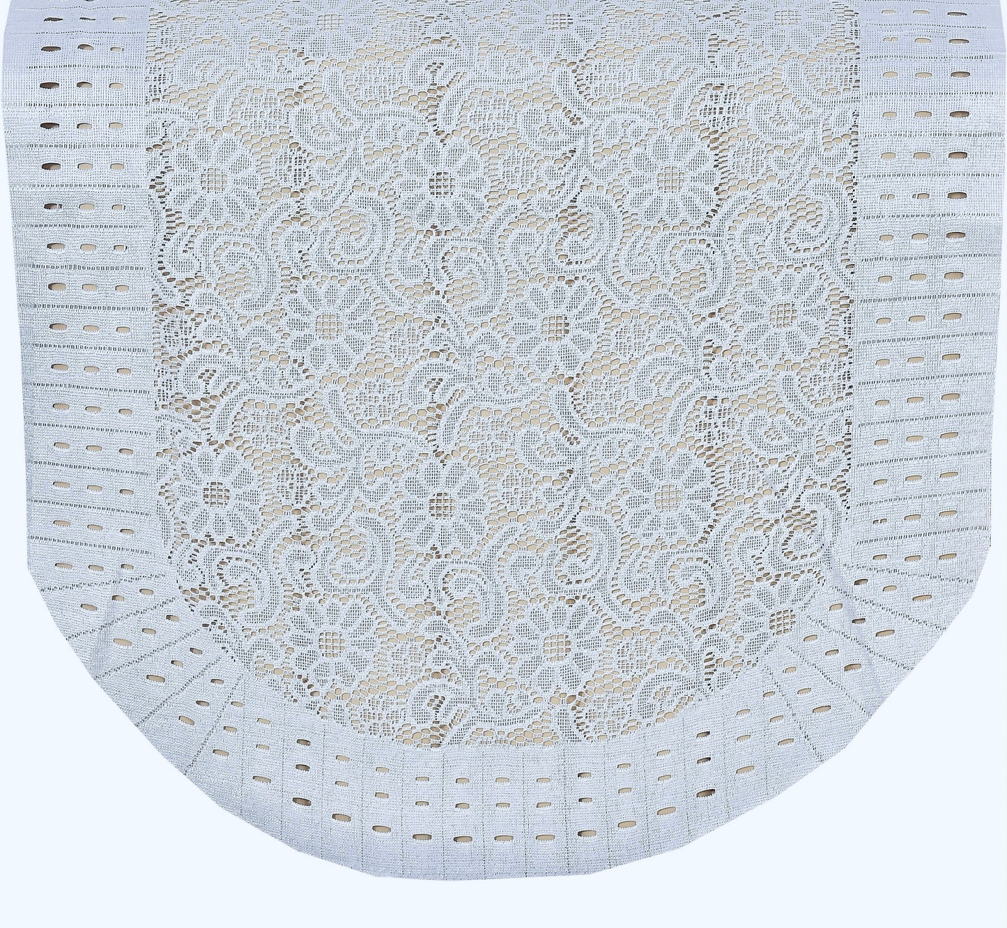 Bigger Fish Poly Cotton Net Fabric Floral 5 Seater Sofa Cover 10 Pieces with 40x60 Center Table Cover Combo (White)
