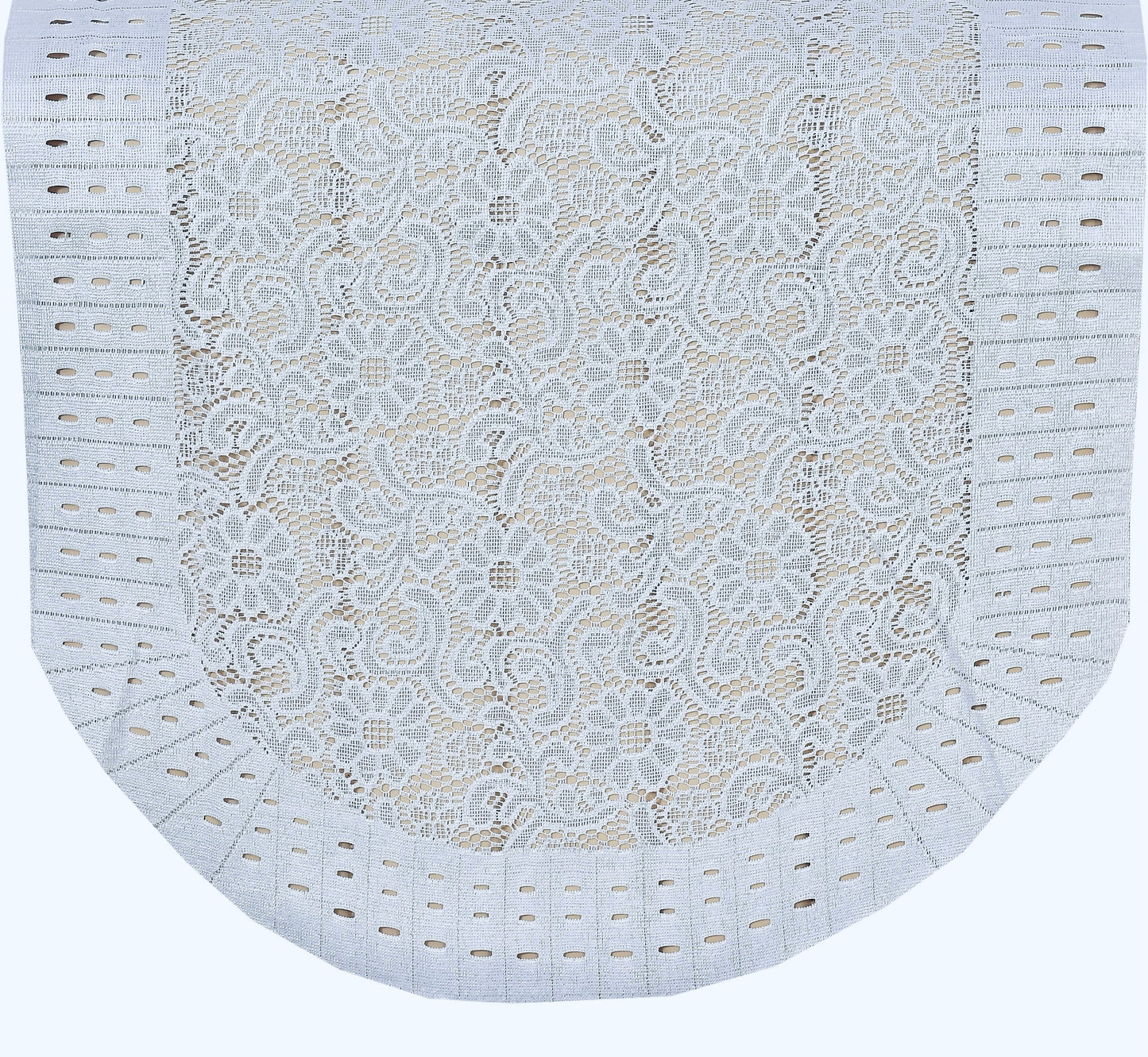 Bigger Fish Poly Cotton Net Fabric  5 Seater Sofa Cover With Arms Cover 16 Pieces with 40x60 Center Table Cover Combo (White)