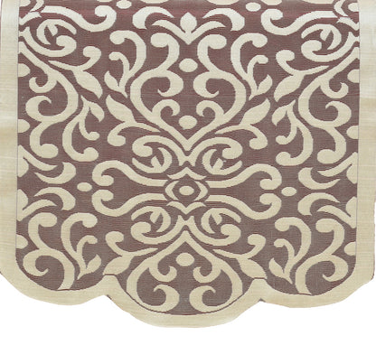 Bigger Fish Poly Cotton Net Fabric Floral 5 Seater Sofa Cover 10 Pieces with 40x60 Center Table Cover Combo (Maroon)