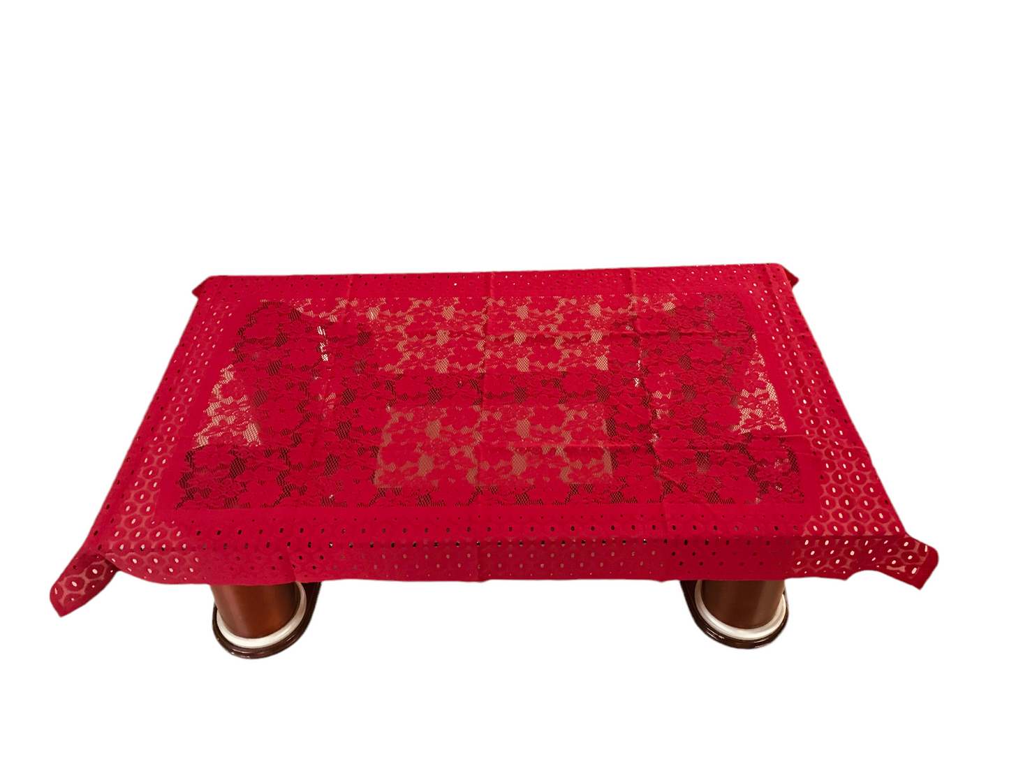 Bigger Fish Poly Cotton Net Fabric Floral 5 Seater Sofa Cover 10 Pieces with 40x60 Center Table Cover Combo (Maroon)