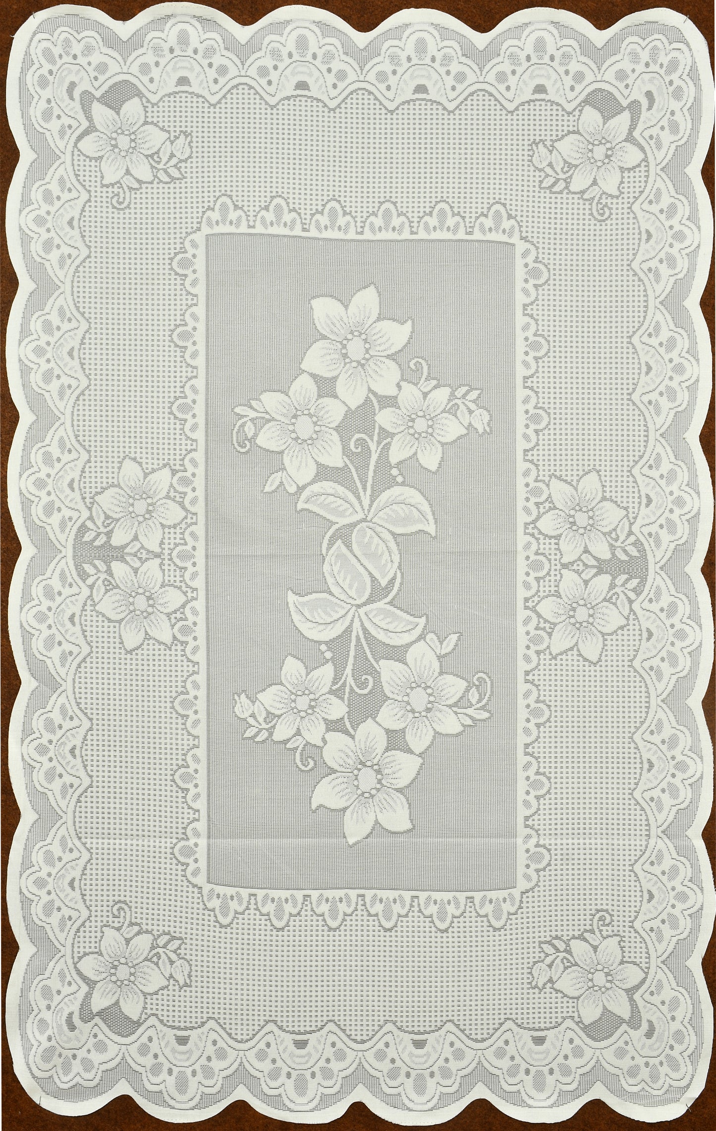 Bigger Fish Poly cotton 40x60 Inch Cream Three Flower 4 Seater Center Table Cover - Premium Quality & Style