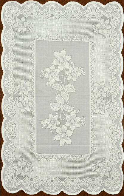 Bigger Fish Poly cotton 40x60 Inch Cream Three Flower 4 Seater Center Table Cover - Premium Quality & Style