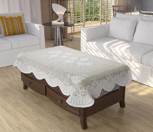 Bigger Fish Poly cotton 40x60 Inch Cream 4 Seater Plain Center Table Cover - Premium Quality & Style