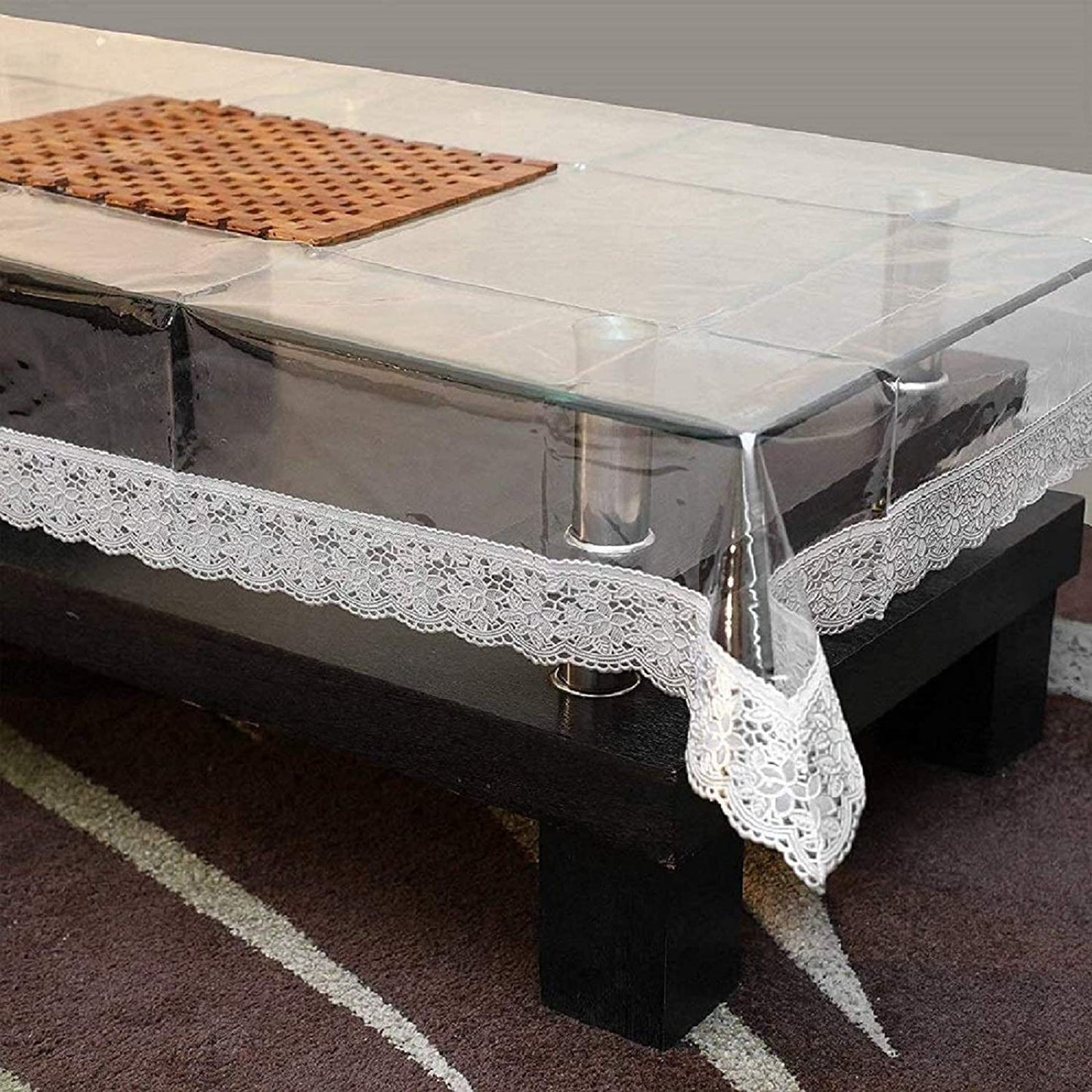 Bigger Fish Clear Vinyl Tablecloth 40x60 Inch Waterproof/Oil-Proof Plastic Transparent 2-4 Seater Center Table Cover