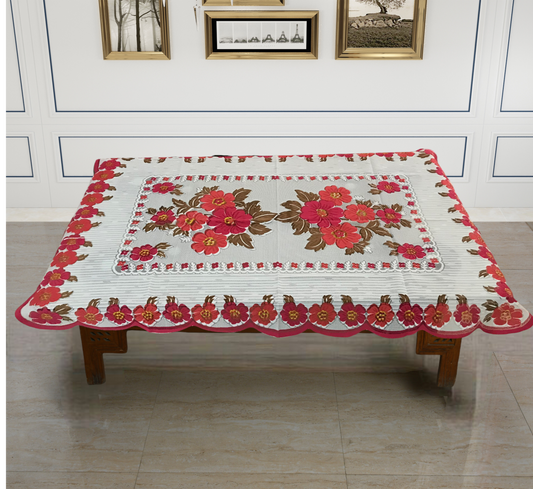 Bigger Fish Poly cotton 40x60 Inch Pink 4 Seater Center Table Cover - Premium Quality & Style