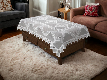 Bigger Fish Poly cotton 40x60 Inch White 4 Seater Center Table Cover - Premium Quality & Style