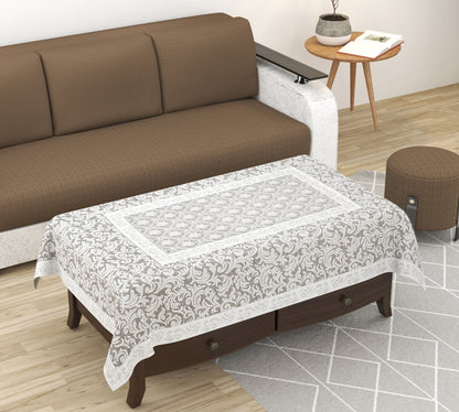 Bigger Fish Net Fabric Floral 5 Seater Sofa Cover 10 Pieces with 40x60 Center Table Cover (Grey)