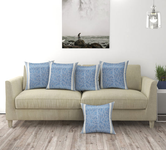 Bigger Fish Set of  Polycotton Cushion Covers - Blue (16x16 Inches)