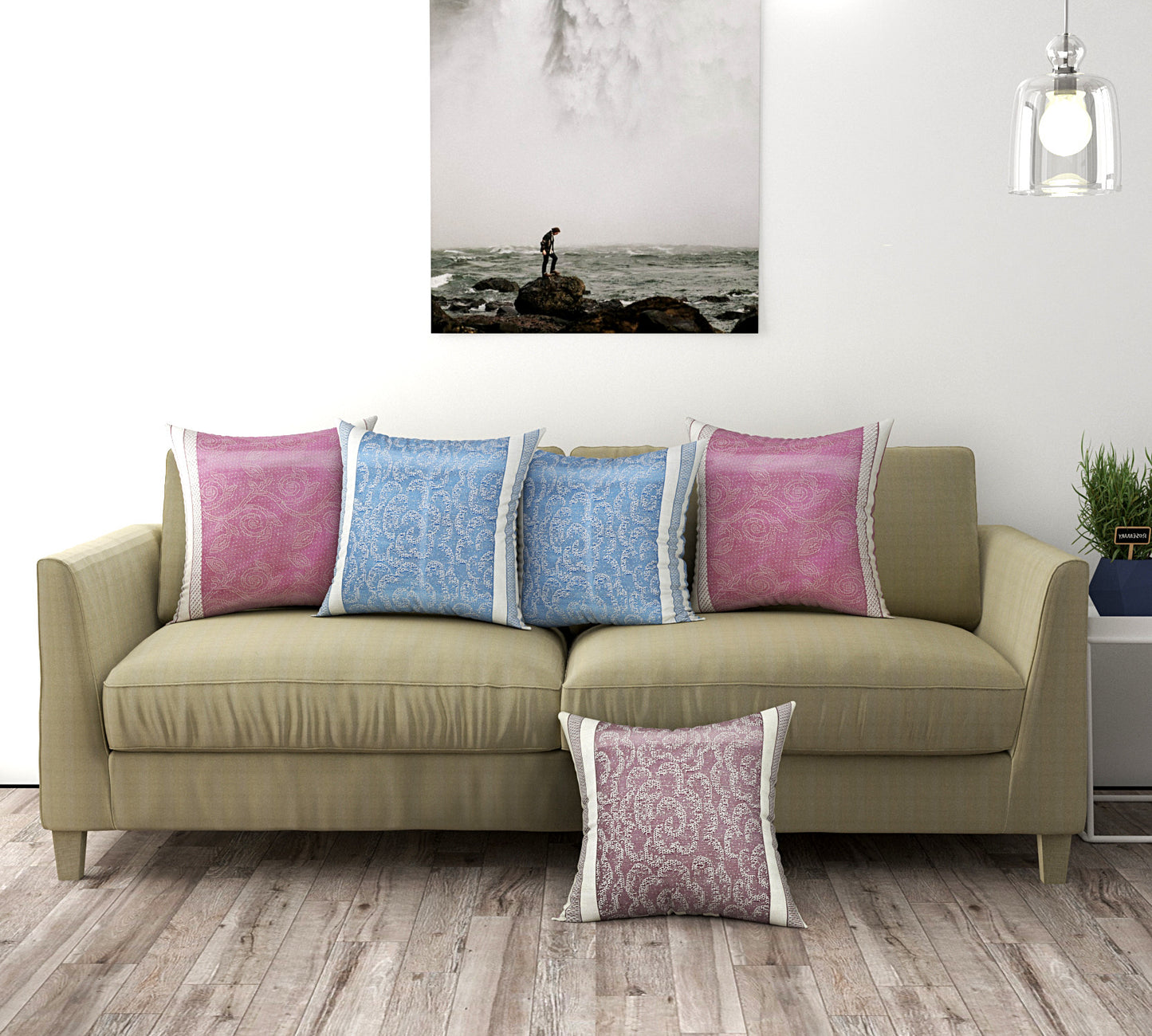 Bigger Fish Set of 5  Polycotton Cushion Covers - Multi (16x16 Inches)