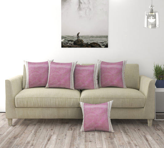 Bigger Fish Set of 5  Polycotton Cushion Covers - Purple (16x16 Inches)