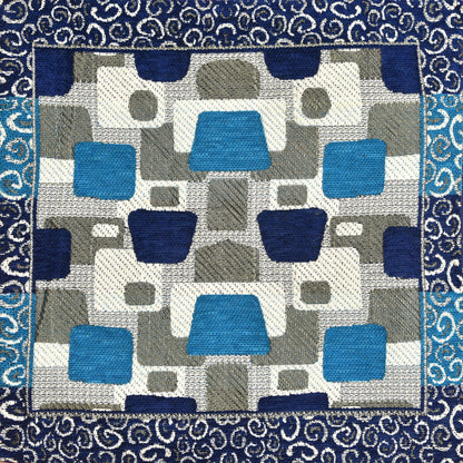 Bigger Fish Set of 5 Embroidery Chenille Cushion Covers - Blue (16x16 Inches)