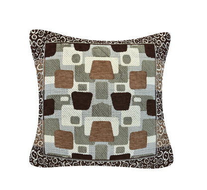 Bigger Fish Set of 5 Embroidery Chenille Cushion Covers - Brown (16x16 Inches)