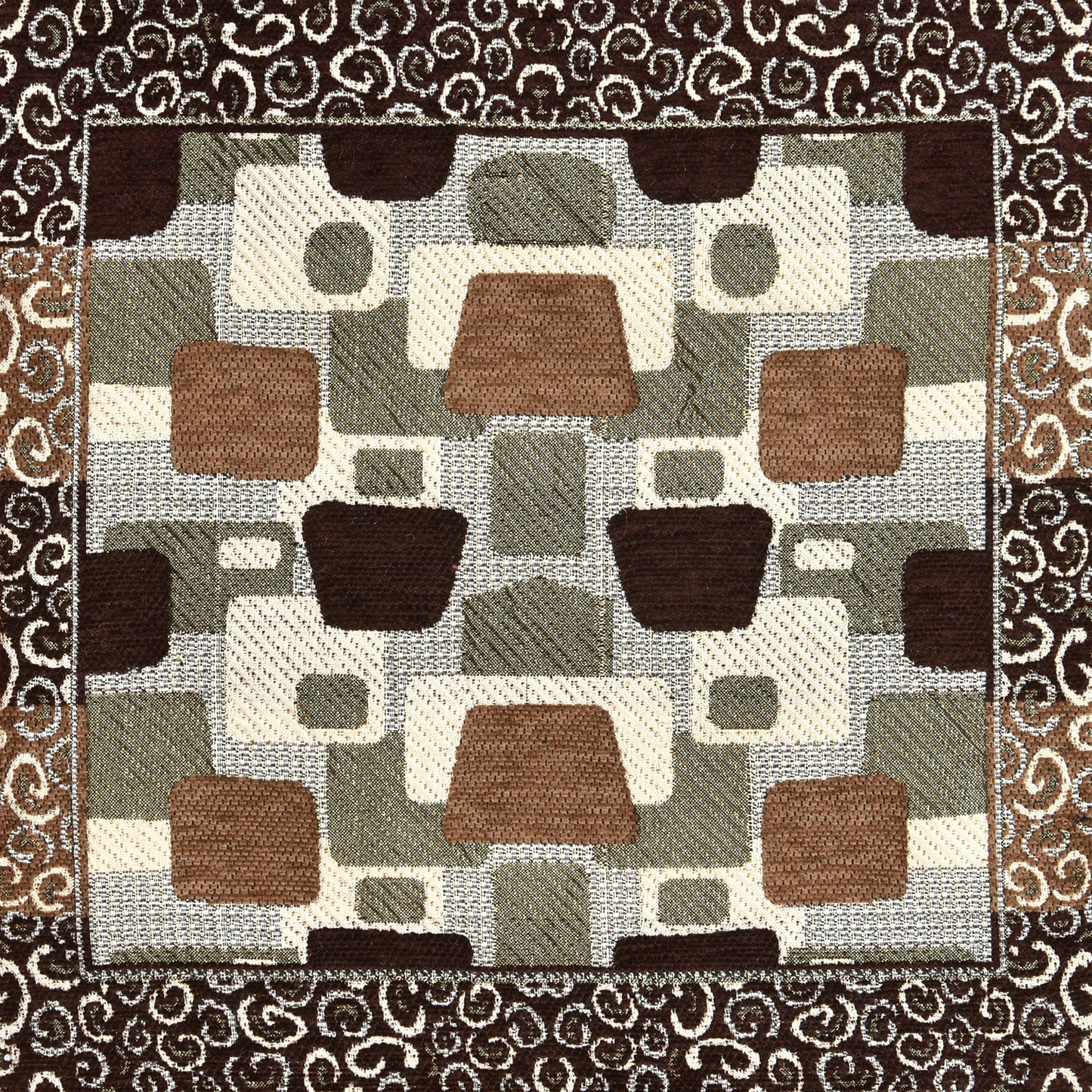 Bigger Fish Set of 5 Embroidery Chenille Cushion Covers - Brown (16x16 Inches)