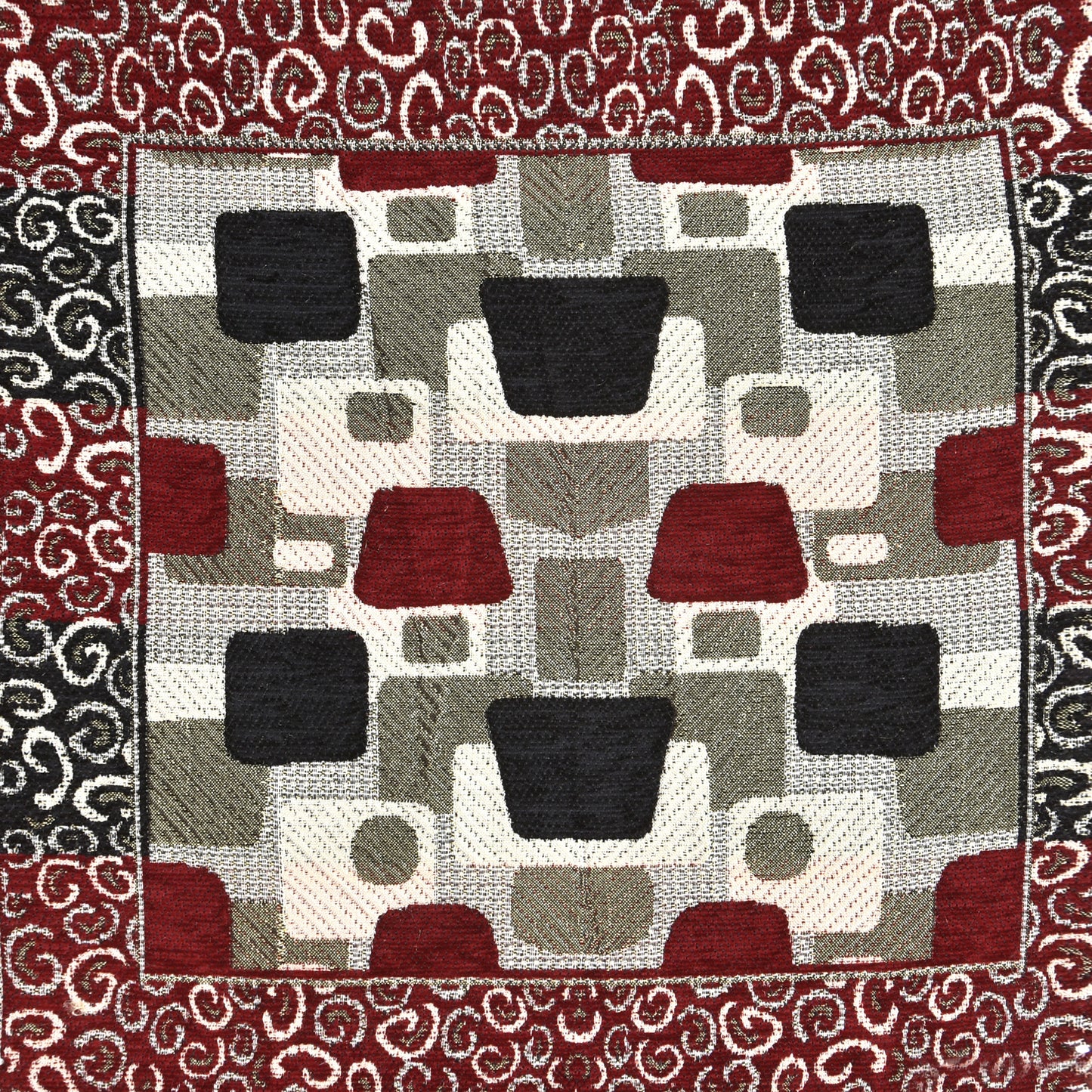 Bigger Fish Set of 5 Embroidery Chenille Cushion Covers - Maroon (16x16 Inches)